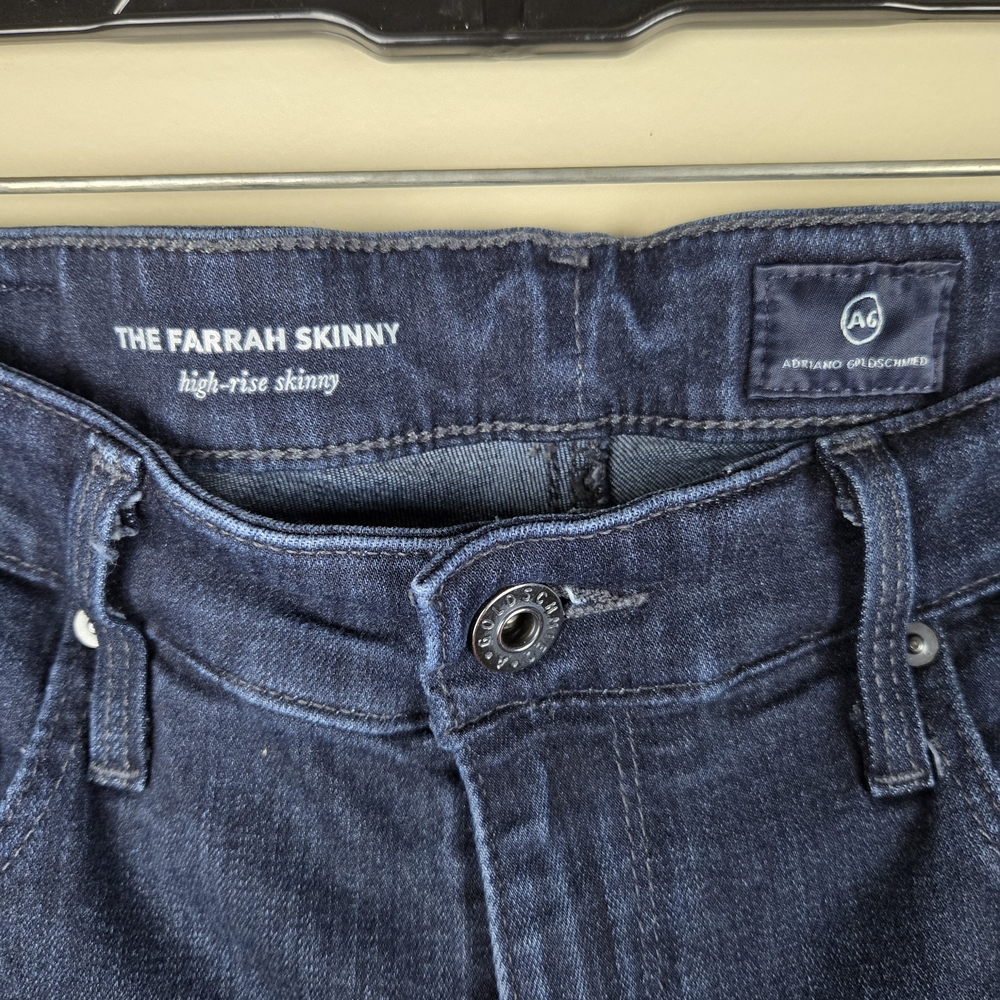 AG Adriano Goldschmied Farra High Rise Dark Blue Skinny Jeans Size 28R - Picture 2 of 4
